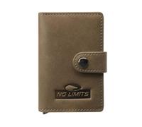 No Limits Mens Genuine Leather Credit Card Holder Automatic Pop-up RFID Compact Wallet With Box, brown, Slim, Minimalist
