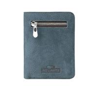 No Limits Men's Genuine Leather Credit Card Holder Nubuck Effect Slim Vertical Wallet with Box, blue, Classic, With Coin Purse