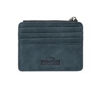 No Limits Men's Genuine Leather Credit Card Holder Nubuck Effect Slim Vertical Wallet with Box, blue, Portacarte, Zip pocket