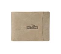 No Limits Men's Genuine Leather Wallet Elephant Effect Credit Card Holder with Box, beige, Classico No Monete, Classic Without Coin Purse