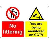 No littering you are being monitored on CCTV Safety sign - 3mm Aluminium sign (400mm x 300mm)