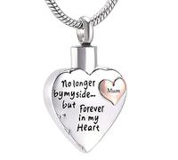 No Longer by My Side but Forever in My Heart Cremation Jewellery Urn Necklace for Ashes Mum Keepsake Pendant Memorial Gifts for Lost Loved Ones(Mum)