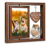 No Longer by Our Side but Forever in Our Hearts Dog Memorial Photo Frame, Dog Remembrance Gifts with Memorial Fur Bottle & Rotating Picture Frame, In Loving Memory of Pet Loss Gifts, 21.5x20.5 cm