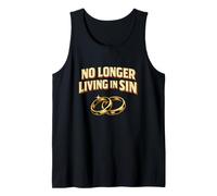 No Longer Living in Sin Funny Wedding Newlywed Retro Tank Top