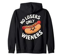 No Losers Only Wieners Funny Hot Dog Pun Humor Zip Hoodie
