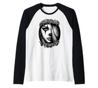 NO Love All Hustle Chicana Payasa Tattoo Chicano Art Chola Raglan Baseball Tee