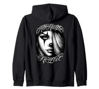 NO LOVE ALL HUSTLE Chicana Payasa Tattoo Chicano Art Chola Zip Hoodie