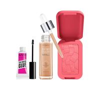 No Make Up Look Trio: NYX Professional Makeup The Brow Glue, Eye Brow Gel, Clear + L'Oréal Paris Nude Tinted Serum, 4-5 Medium + NYX Professional Makeup Buttermelt Powder Blush, U Know Butta