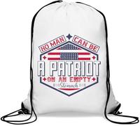 No man can be a patriot on an empty stomach Gym Sack Casual Drawstring Bag White