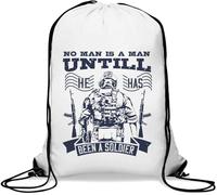 No man is a man until he has been a soldier Gym Sack Casual Drawstring Bag White