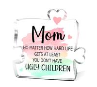 No Matter How Hard Life Gets Acrylic Block Puzzle,Birthday Gifts for Mom from Daughter,Mothers Day Gift for Mom Desk Decor,Unique Presents for Mama