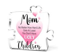 No Matter How Hard Life Gets Acrylic Puzzle Piece,Moms Birthday Gift Ideas Table Decor,Gifts for Mom Birthday from Daughter,To My Mom Acrylic Desk Decor Presents