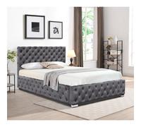 (No Mattress, 5ft King Size) Tufted Fabric Bed Frame In Grey 3ft, 4ft6 or 5ft
