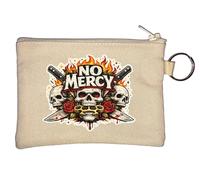 No Mercy Skull and Brass Knuckles Key Chain Coin Purse Beige