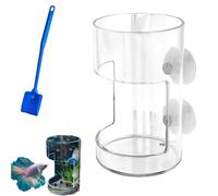 No Mess Aquarium Feeder, Upgrade New Floating Sinking Betta Feeding Ring with Suction Cups, Automatic Practical Goldfish Tank Accessories, Acrylic Clear Fish Food Container for Turtle Shrimp(1PcA)