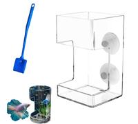 No Mess Aquarium Feeder, Upgrade New Floating Sinking Betta Feeding Ring with Suction Cups, Automatic Practical Goldfish Tank Accessories, Acrylic Clear Fish Food Container for Turtle Shrimp(1PcB)