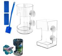 No Mess Aquarium Feeder, Upgrade New Floating Sinking Betta Feeding Ring with Suction Cups, Automatic Practical Goldfish Tank Accessories, Acrylic Clear Fish Food Container for Turtle Shrimp(1Set)