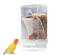 No Mess Bird Feeder, Automatic Parrot Feeder Bird Cage Accessories, Clear Parakeet Seed Container Food Feeder Drinker for Cage, Cockatiel Finch Lovebirds Budgies Canary