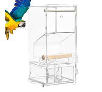 No Mess Bird Feeder | Clear Acrylic Bird Food Container With Perch | Parakeet Food Dispenser, Cage Accessories For Cockatiel Squirrel Finch Lovebirds Budgies Canary