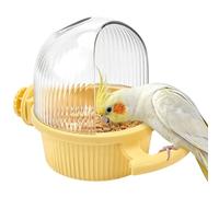No Mess Bird Feeder for Cage Parrot Feeder with Dispenser Multifunctional Bird Seed Food Water Bowl for Parrot Lovebird Budgie Finch Parakeet Conure Cockatiel (Yellow)