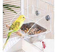 No Mess Bird Feeder for Cage with Perch,Bird Cage Seed Catcher with Anti-Slip Stand, Bowls Parakeet Feeder,Perfect for Psittacus Erithacu,Medium Parrot, Conures, Small Cockatoos (A1)