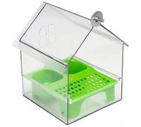 No Mess Bird Feeder with Two Food Troughs Transparent Bird Bath for Cage Easy to Fill Pullout Food Feeders