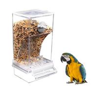 No Mess Bird Feeders, Automatic Parrot Feeder Cage Accessories, Transparenty Acrylic Parakeet Seed Container No-Spill Food Feeder Drinker for Small Birds Canary Cockatiel Finch (Clear)