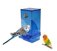 No Mess Bird Feeders, Automatic Parrot Feeder Cage Accessories, Transparenty Acrylic Parakeet Seed Container No-Spill Food Feeder Drinker for Small Birds Canary Cockatiel Finch (Blue)