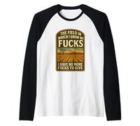 No More Fcks to Give Funny Sarcastic Vintage Farm Design Raglan Baseball Tee