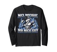 No More Mr Nice Guy Funny Alpha Wolf Meme Unhinged Brainrot Long Sleeve T-Shirt
