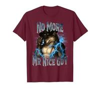 No More Mr Nice Guy Funny Alpha Wolf Meme Unhinged Brainrot T-Shirt, Men, Burgundy, Small