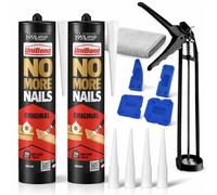 No More Nails Heavy Duty Mounting Adhesive Kit with Lavarion Sealant Gun, Finishing Tools, Replacement Nozzles & Microfibre Cloth - Multi-Surface DIY Bonding Kit - 2 x 280ml