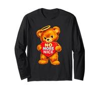 No More Nice Grumpy Fuzzy Bear Angel Heart Graphic Long Sleeve T-Shirt