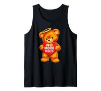 No More Nice Grumpy Fuzzy Bear Angel Heart Graphic Tank Top