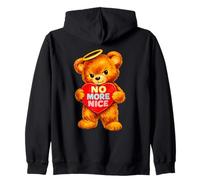 No More Nice Grumpy Fuzzy Bear Angel Heart Graphic Zip Hoodie