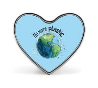No More Plastic Cute Brooch Badge Metal Heart Shaped Lapel Pins for Men Women Clothes Bag Hat Jewelry Accessories