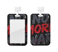 No More War Id Badge Holder with Lanyard-Vertical Card Protector Clear Abs Hard Shell, Retractable Reel for Work Office