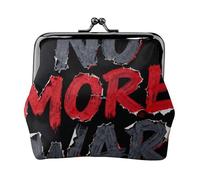 No More War Leather Coin Purse for Women-Small Kiss Lock Wallet, Mini Card Holder for Keys Lipstick, Cute Change Purse for Travel
