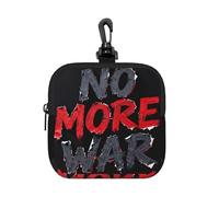 No More War Small Zip Pouch-Waterproof Neoprene Storage Bag for Earbuds, Keychain Clip Case for Coins Cards USB, Travel Organiser