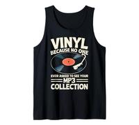No Mp3 Vinyl Collecting Music DJ 60s 50s Vinyl Record Tank Top
