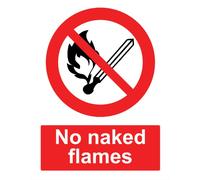 No Naked Flames Health & Safety Warning Sign Self Adhesive Gloss Sticker A4 297mm x 210mm