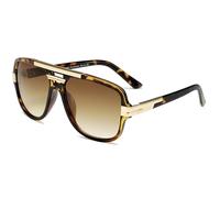 No Name Ltd Bling Double Bridge Beam Rapper Gangster Shades Sunglasses for Men Women Designer Style Trending Chunky Frame Gold Detail Trending Eyewear (Tortoiseshell Frame, Gradient Brown)