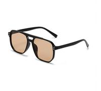 No Name Ltd Celeb Style See Through Lightly Tinted Sunglasses, Oversized Black Rectangle Frame, Tan Brown Tint Lens, Lightweight, for Womens Man Retro Vintage UK 2026 NEW