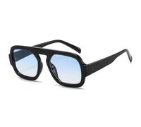 No Name Ltd Mens Gradient Blue Tint Black Frame Sunglasses See Through Lightly Tinted Oversized Rectangle Framed, Lightweight, for Womens Man Retro Vintage Stylish UK NEW