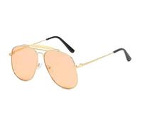 No Name Ltd Oversized Celeb Brow Bar Pilot Sunglasses for Women and Men, Retro Designer High-end Style, Thin Metal Frame, Lightly Shaded Glasses, Pink Shades 2025 UK