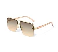 No Name Ltd Oversized Half Frame Lightly Tinted Champange Square Sunglasses Gradient Brown Lenses Gold Double Bridge Frame Men Woman