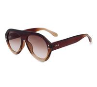 No Name Ltd Retro Ombre Champagne Oversized Oval Sunglasses Lightly Browline Tinted Gradient Tan Lenses, Vintage 1970s Style Designer Style Fashion Eyewear