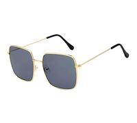 No Name Ltd Women's Oversized Square Sunglasses, Gold Metal Frame, Dark Tinted Lens, Lightweight Design, Retro Style, Celeb Trend UK 2025