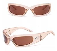 No Name Ltd Womens Wraparound Sunglasses Half Moon UV Protection Polarised for Men Women (Champagne - Tan Lens)