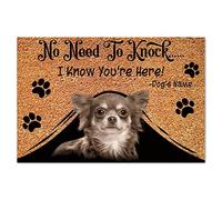 No Need to Knock I Know You're Here Coir Door Mat Dogs Welcome Rug Chihuahua Rustic Weather Resistant Non Slip Doormat Decorative For Porch Patio Front Entry Apartment Housewarming Gift 16x24in